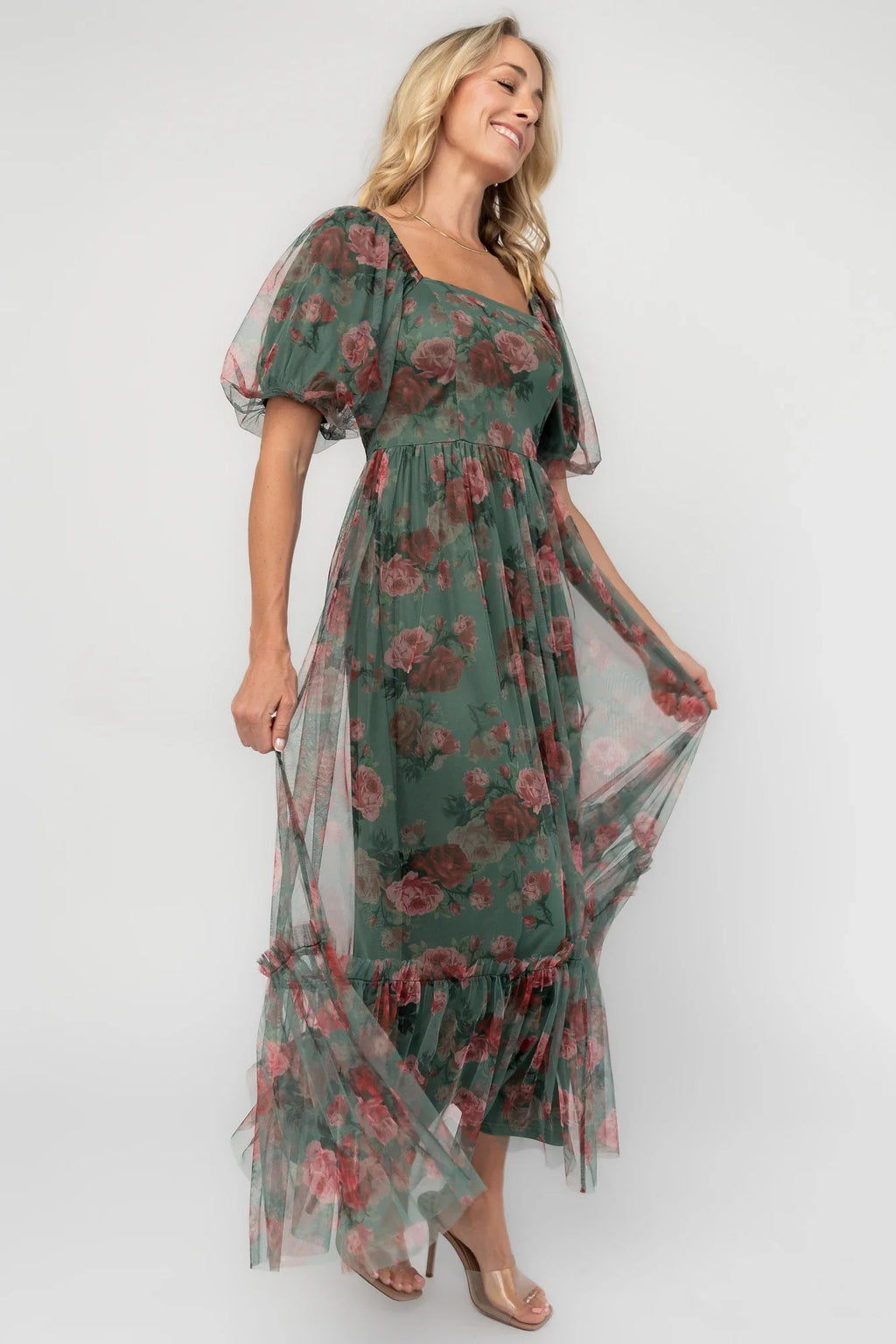 Emmeline Midi Dress | Green Floral