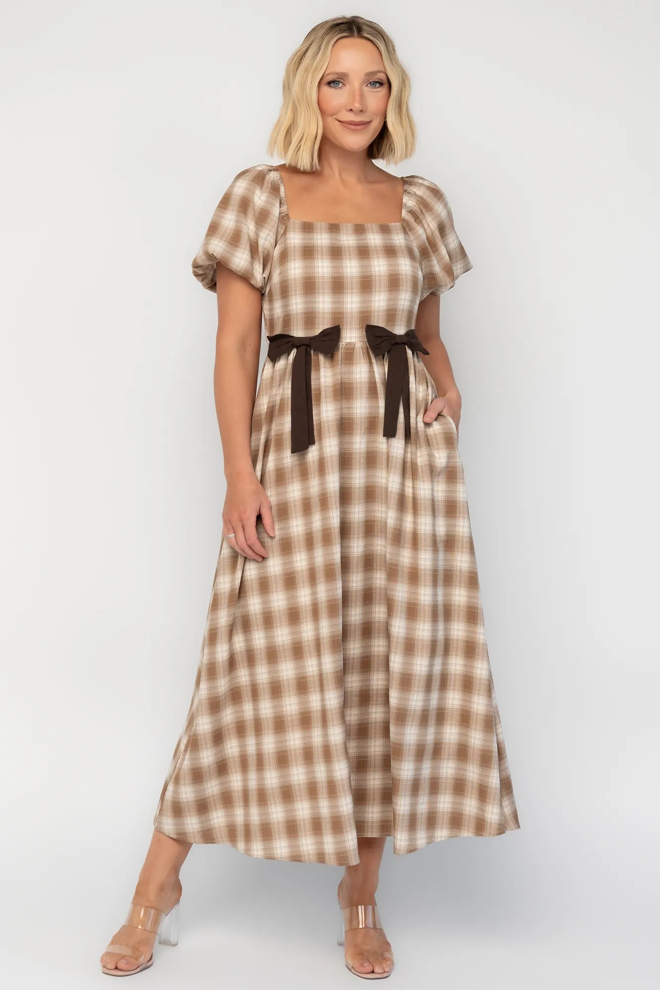 Sinclair Midi Dress | Brown Plaid Secondary image