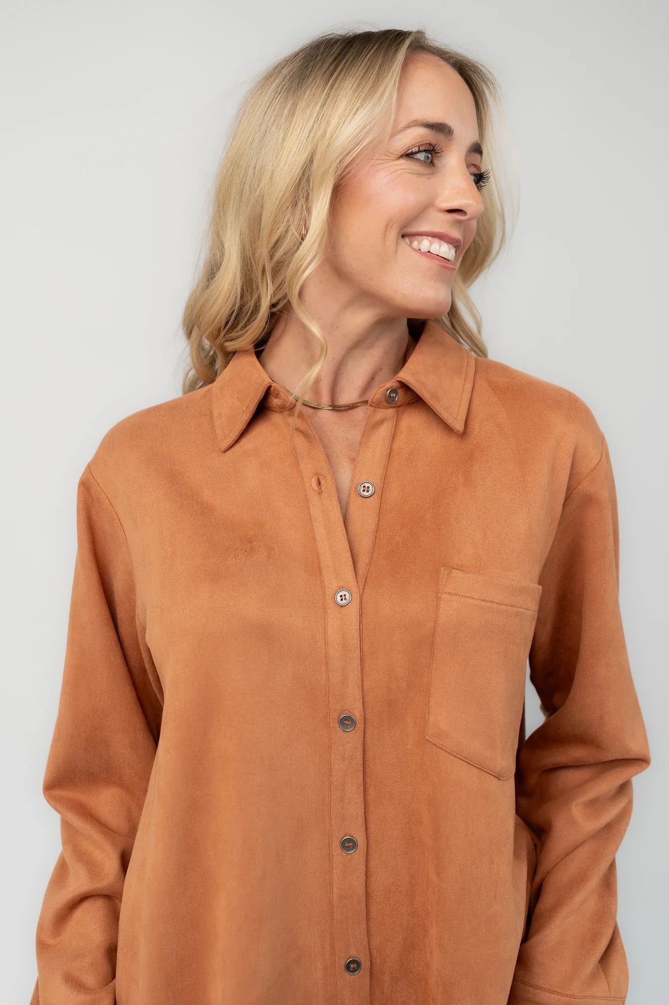 Owen Faux Suede Shirt Dress | Camel Secondary image