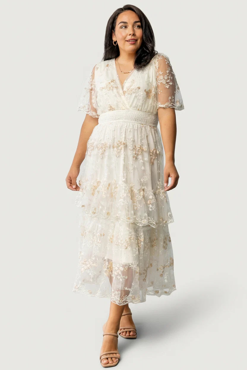 Eleanor Embroidered Midi Dress | Cream Floral Main image