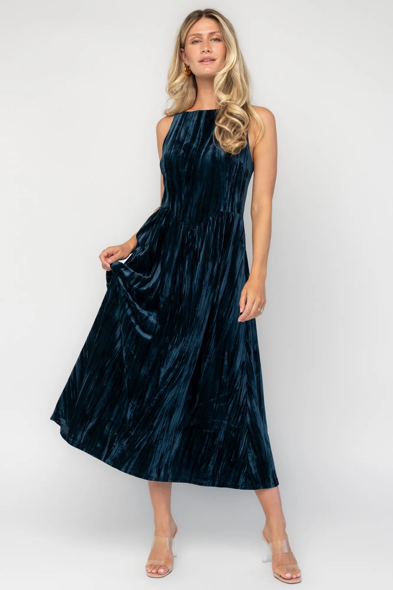 Octavia Velvet Midi Dress | Deep Teal Secondary image