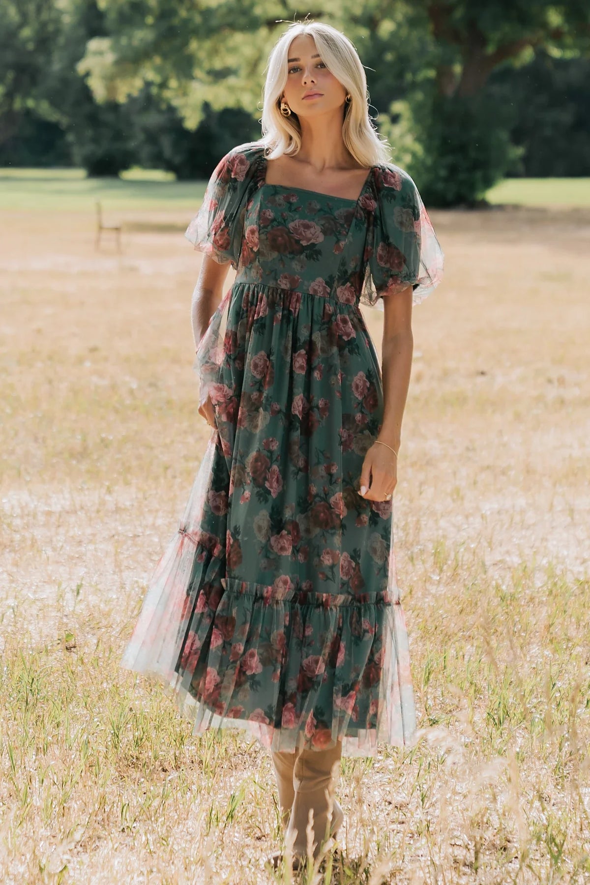Emmeline Midi Dress | Green Floral Main image