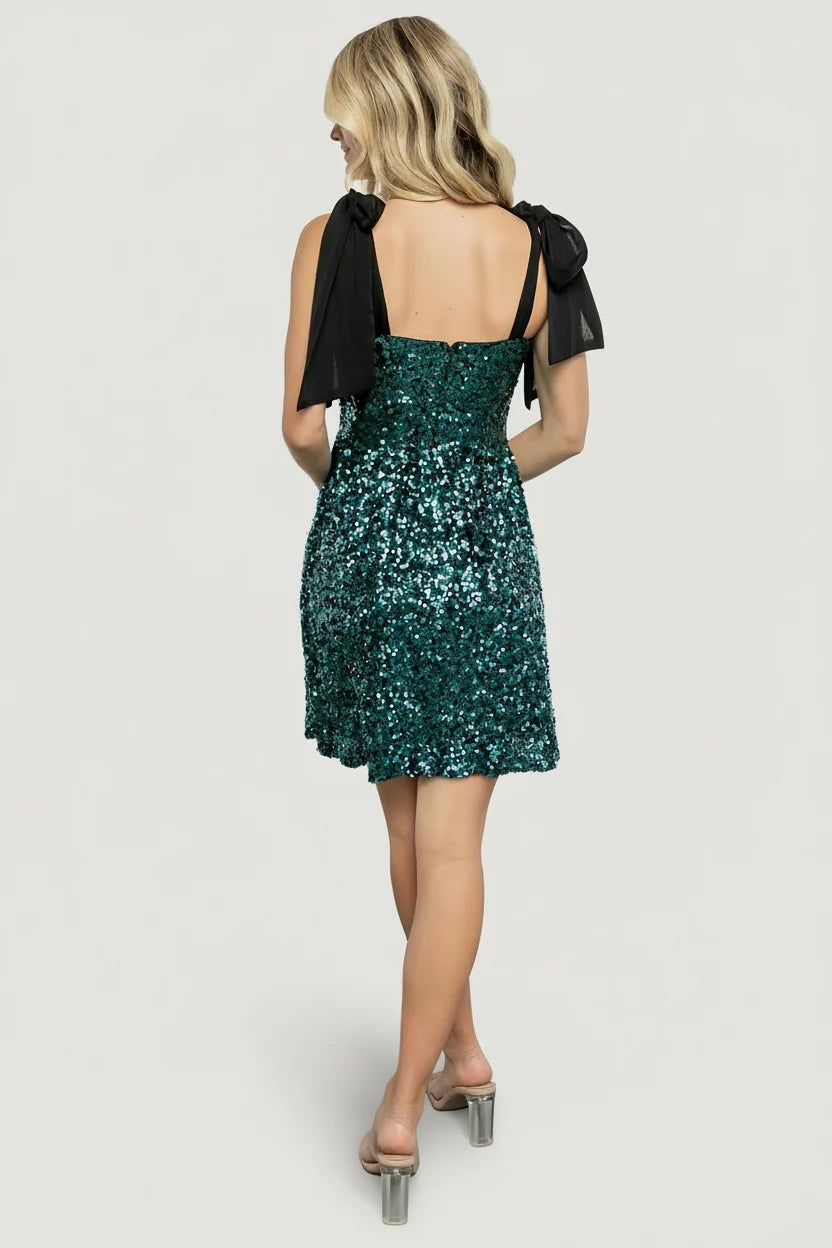 Vega Sequin Short Dress | Teal