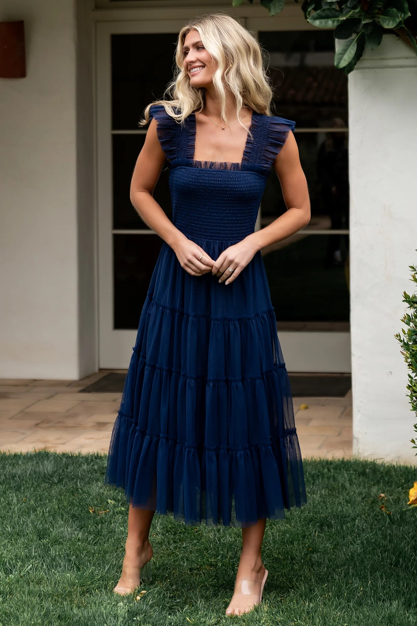 Emma Smocked Tulle Dress | Navy Secondary image