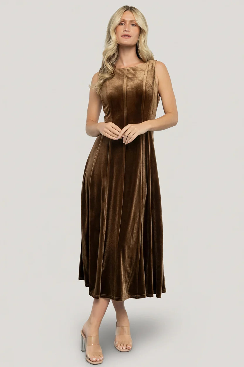 Annika Velvet Midi Dress | Bronze Main image