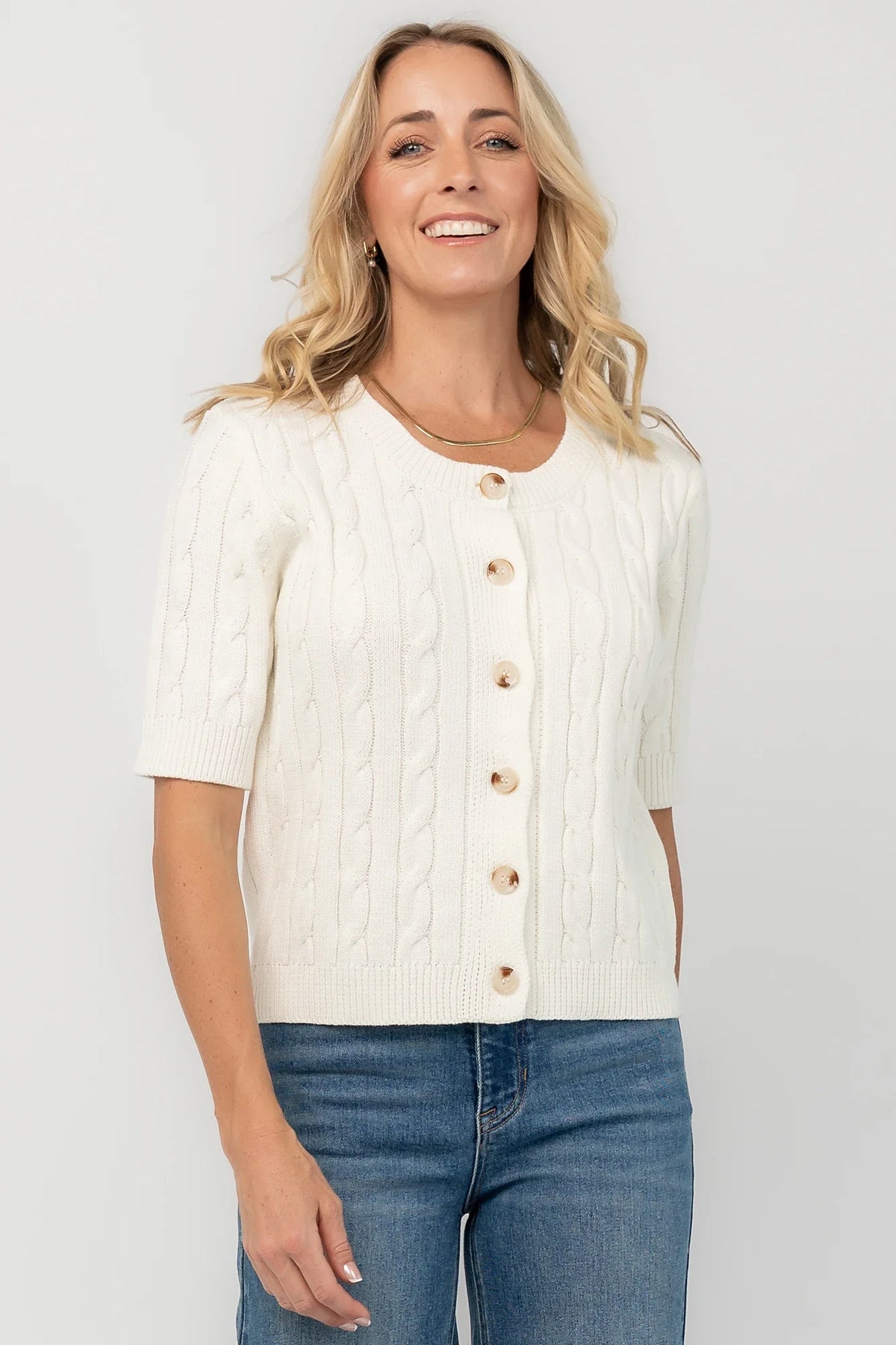 Shay Cable Knit Cardigan | Cream Main image