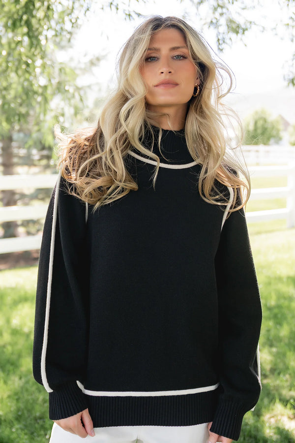 Harrington Sweater | Black + Cream