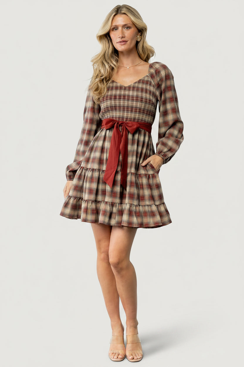 Stina Short Dress | Plaid Multi