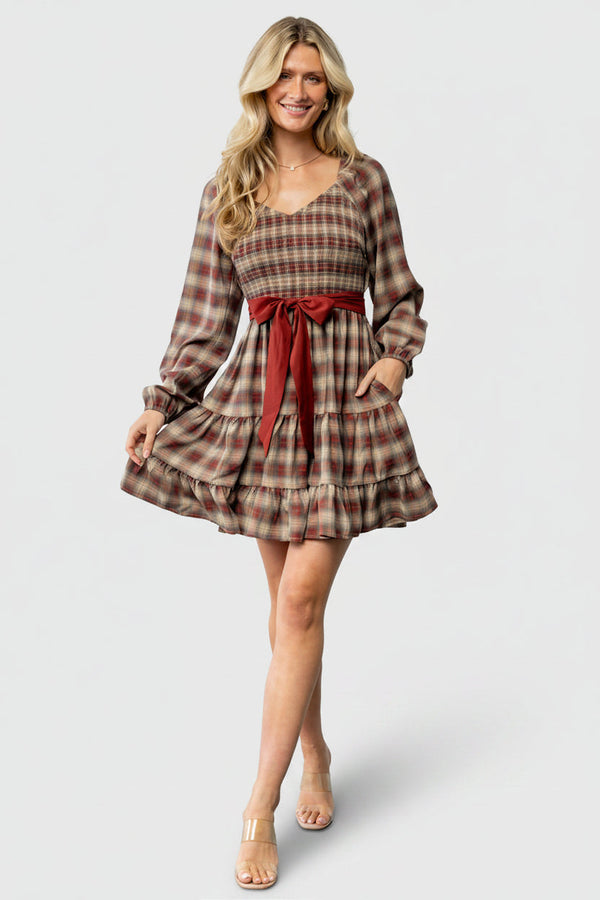 Stina Short Dress | Plaid Multi
