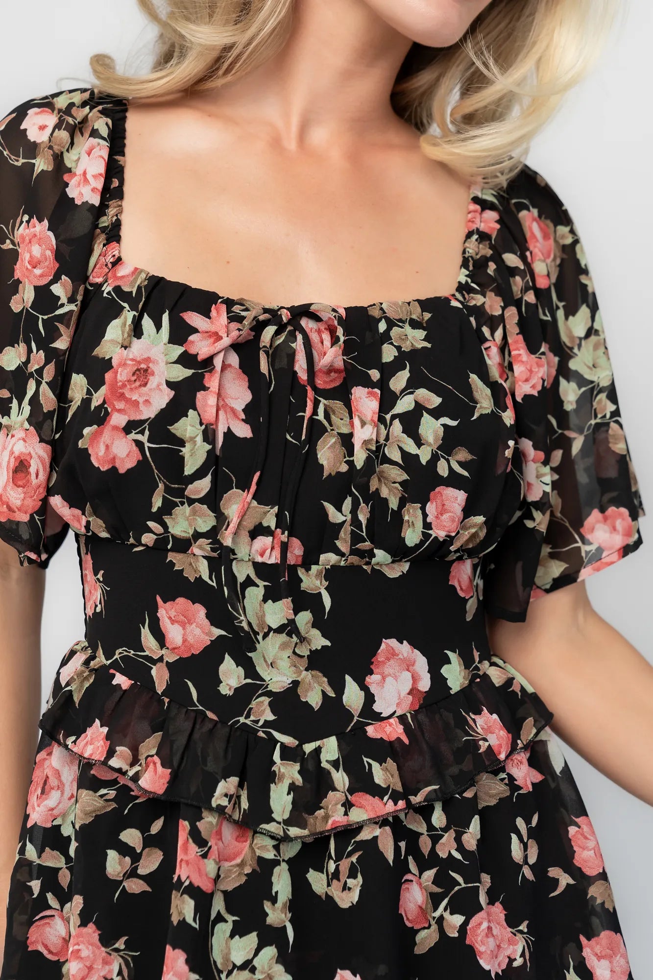 Bliss Tiered Maxi Dress | Black Multi Floral Secondary image