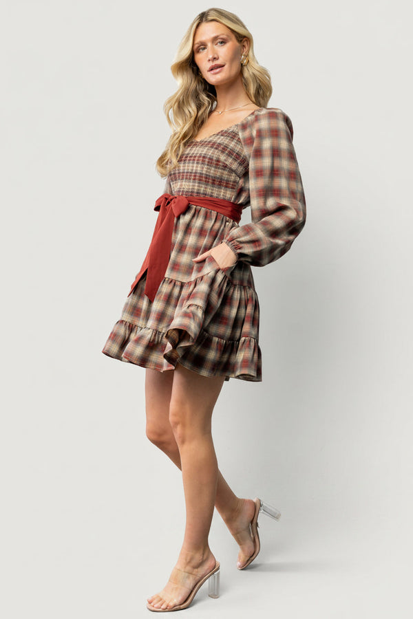 Stina Short Dress | Plaid Multi