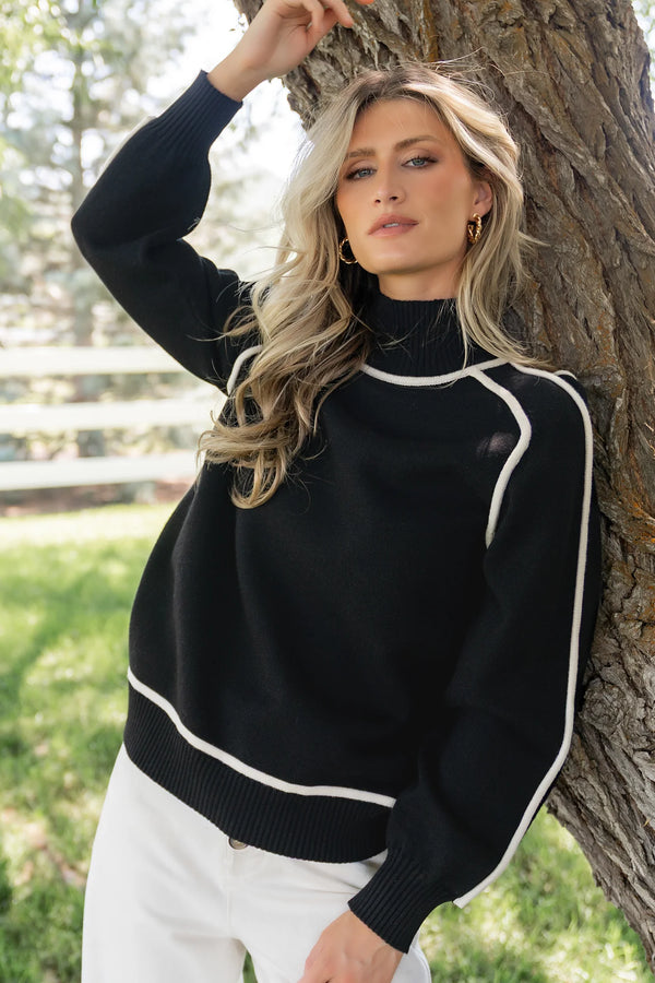 Harrington Sweater | Black + Cream