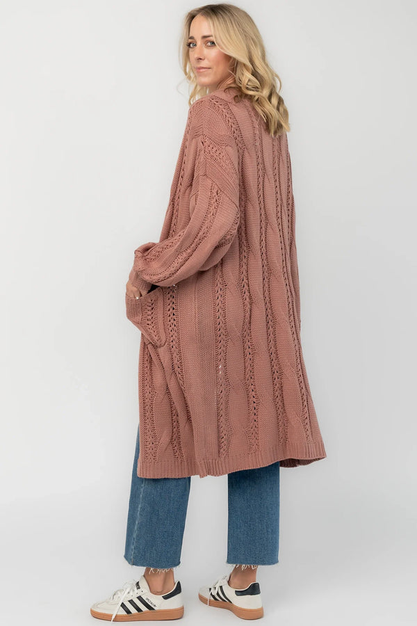 Braxton Cable Knit Cardigan | Dusty Rosewood