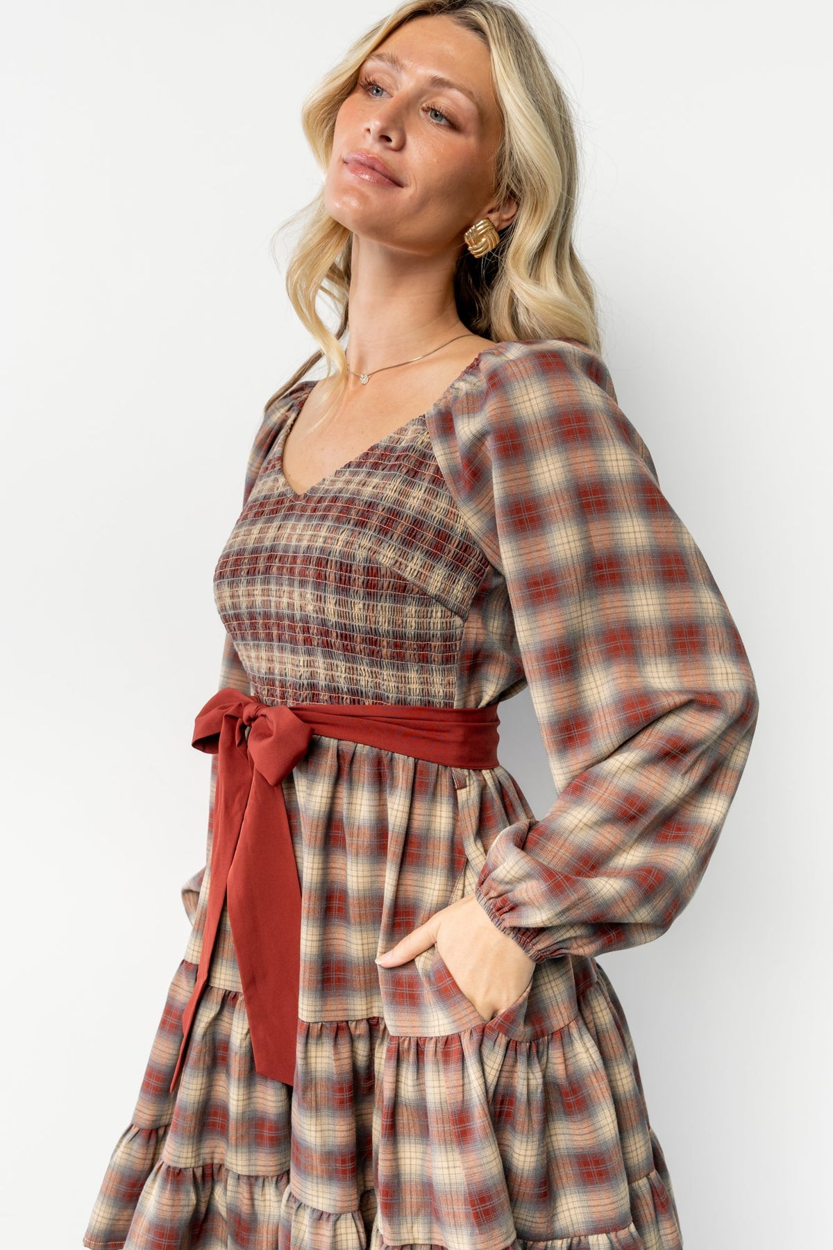Stina Short Dress | Plaid Multi