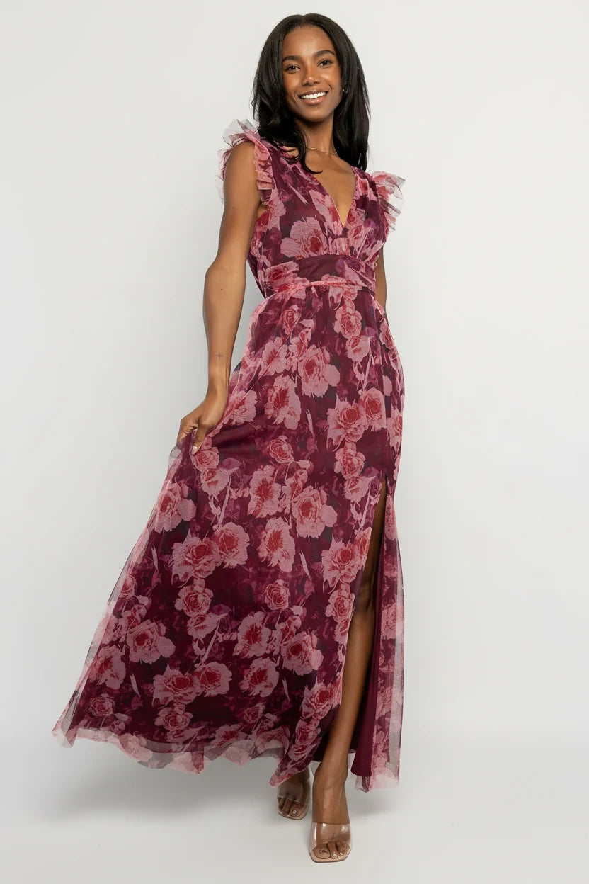 Adelyn Maxi Dress | Wine Floral Secondary image