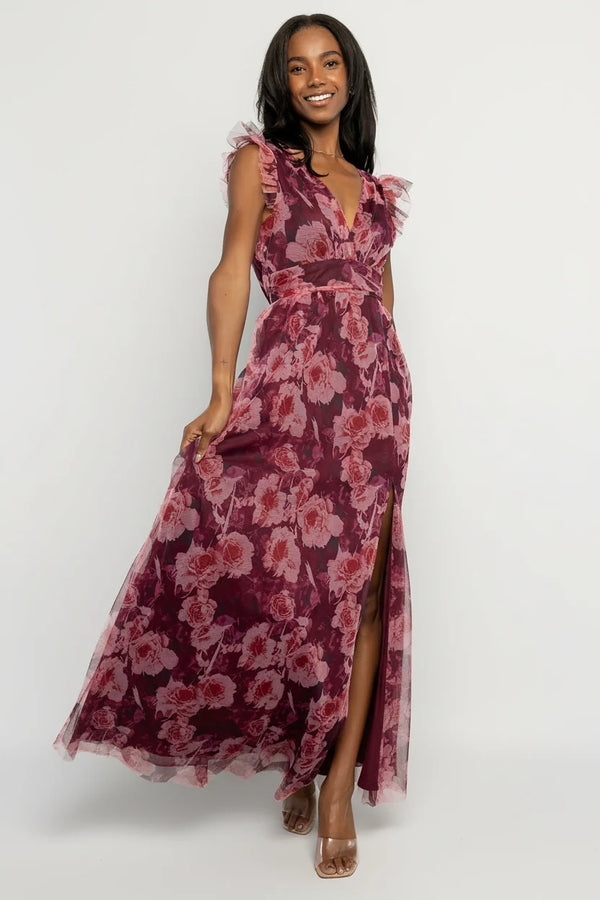 Adelyn Maxi Dress | Wine Floral