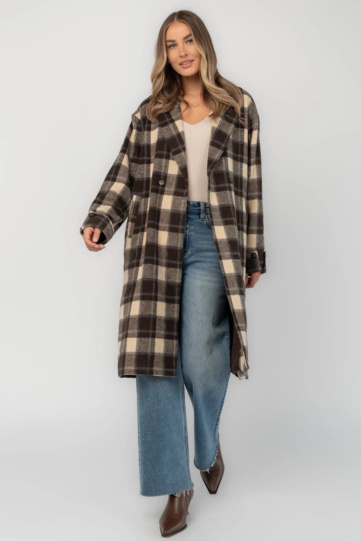 Eira Coat | Brown Plaid Main image