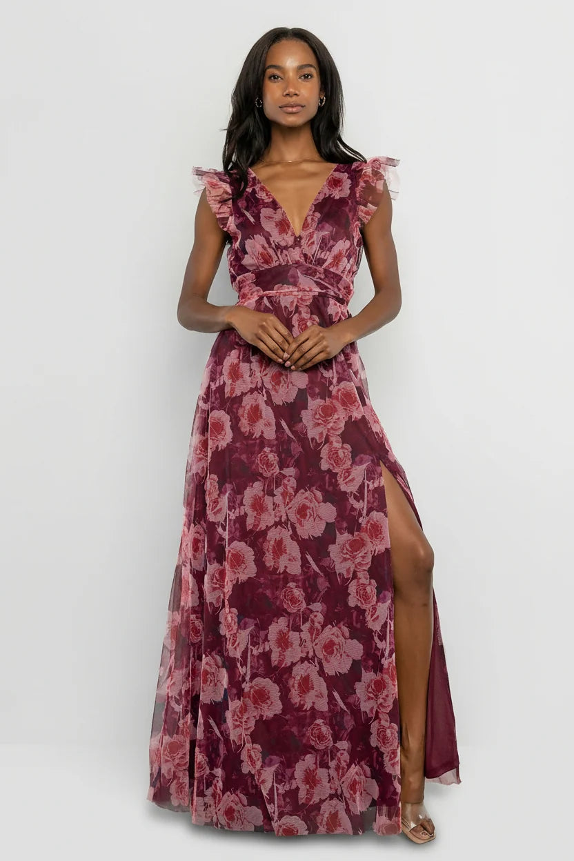 Adelyn Maxi Dress | Wine Floral Main image