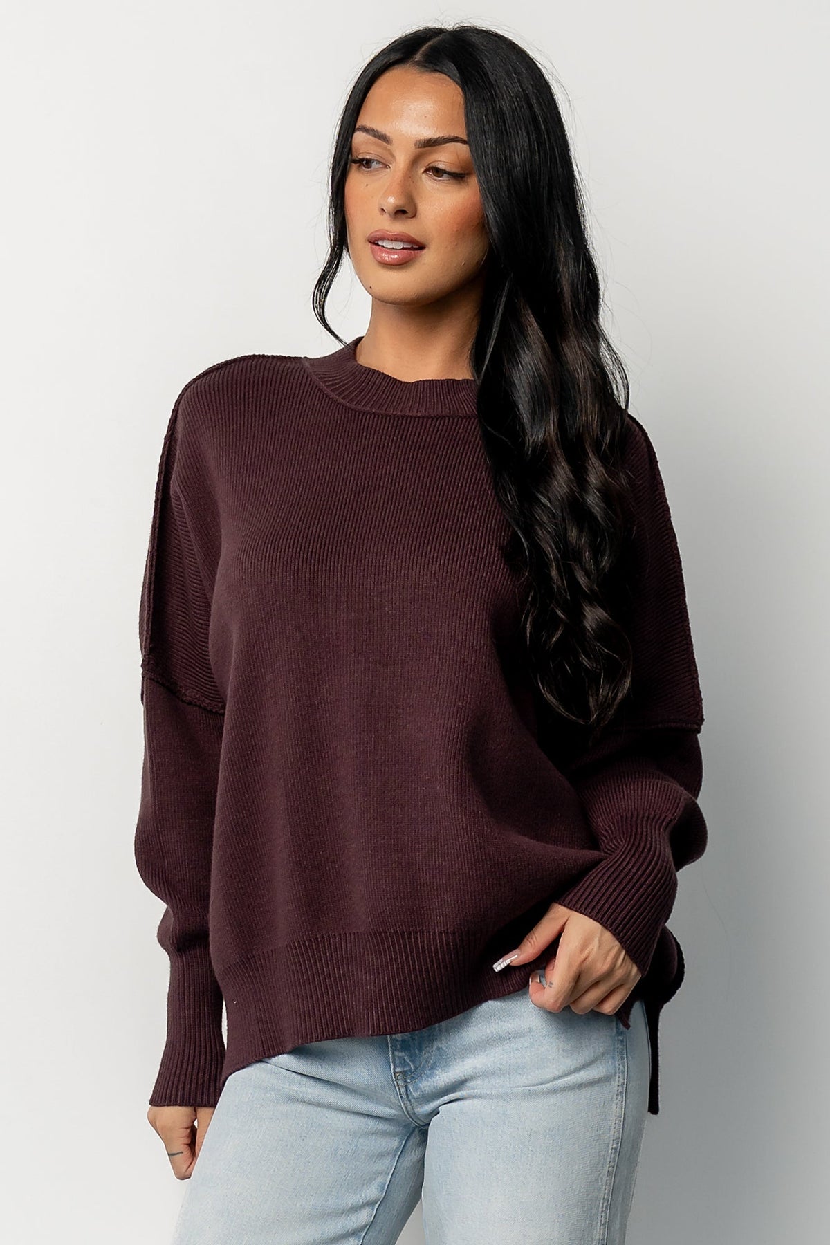 Jeremiah Knit Sweater | Dark Plum