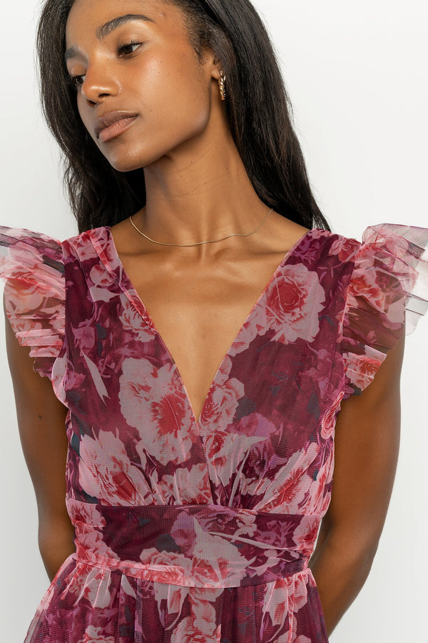 Adelyn Maxi Dress | Wine Floral