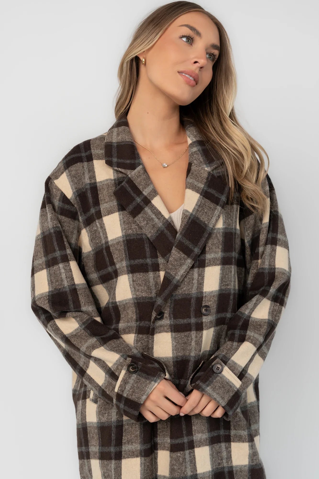 Eira Coat | Brown Plaid Secondary image