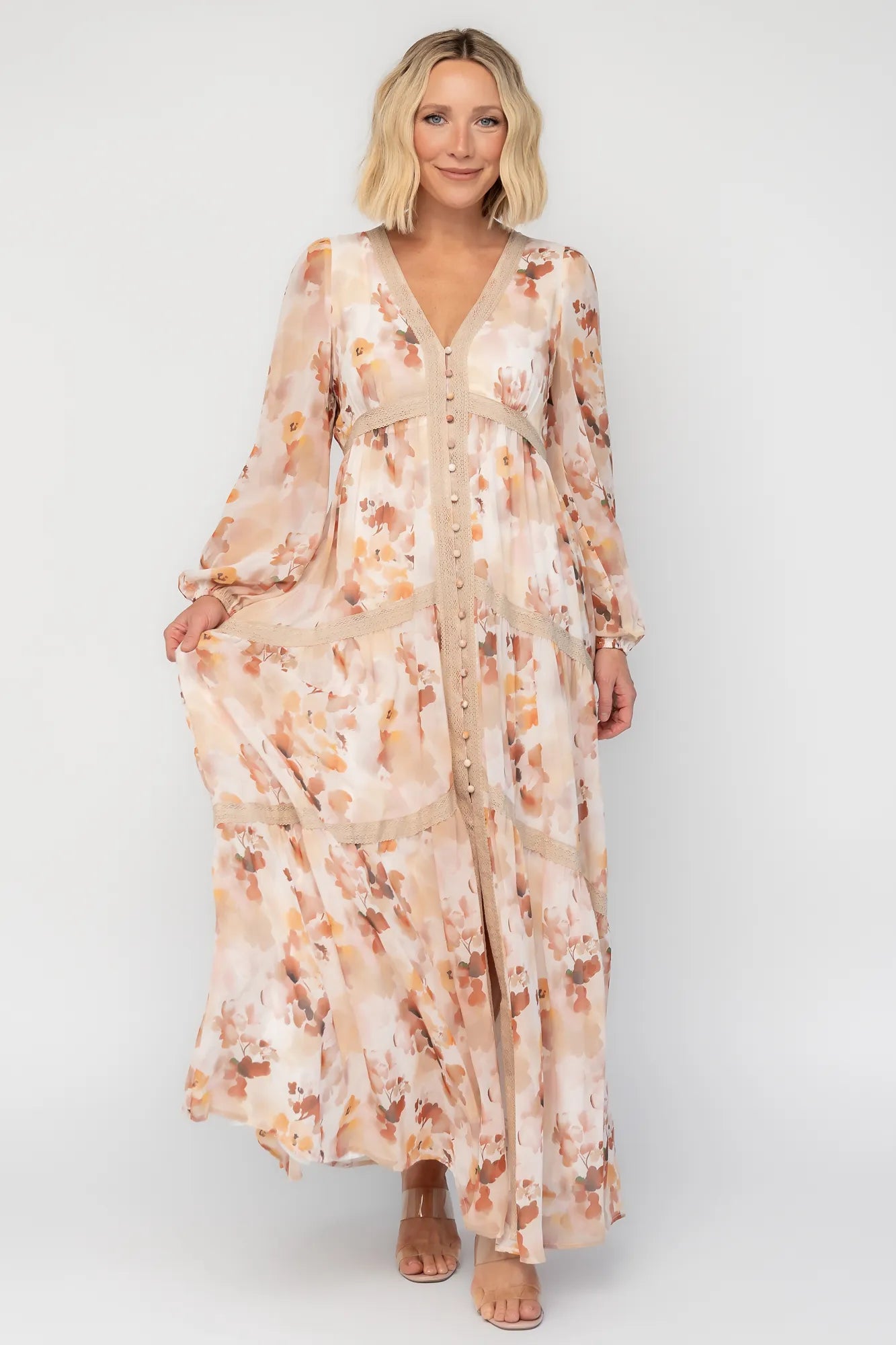 Langley Maxi Dress | Warm Abstract Floral Secondary image