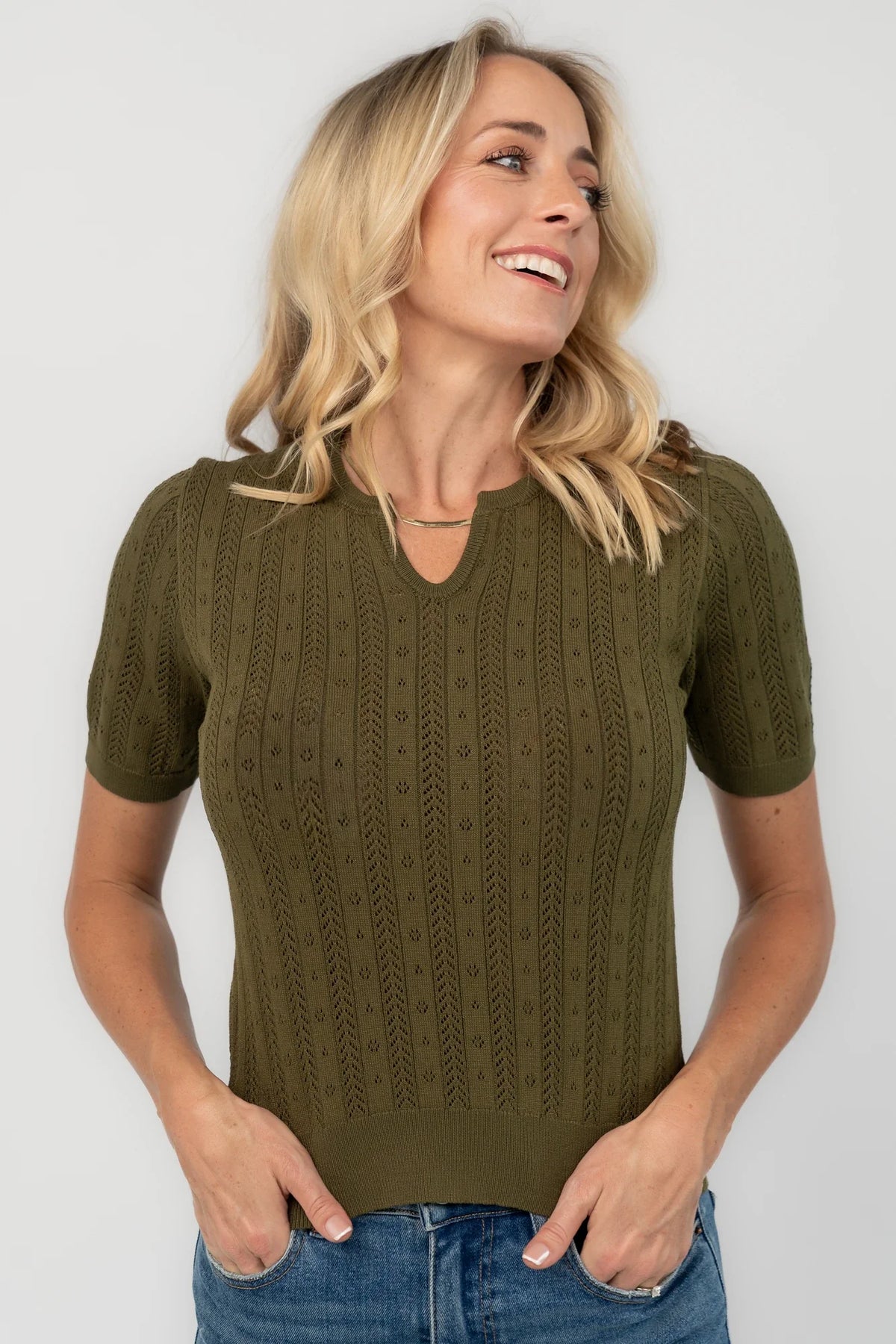 Perry Knit Top | Olive Main image