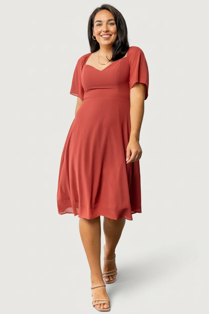 Colette Sweetheart Midi Dress | Terracotta Main image