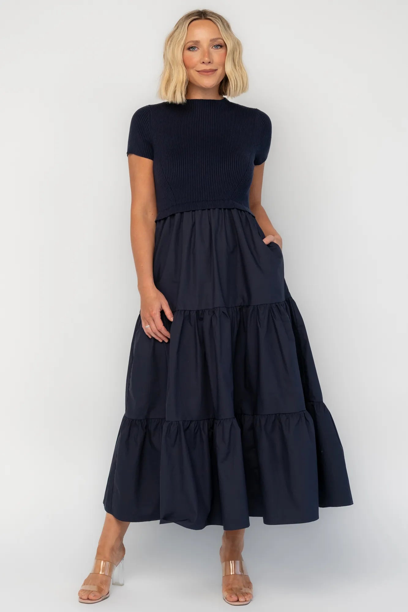 Devotion Tiered Dress | Navy Secondary image