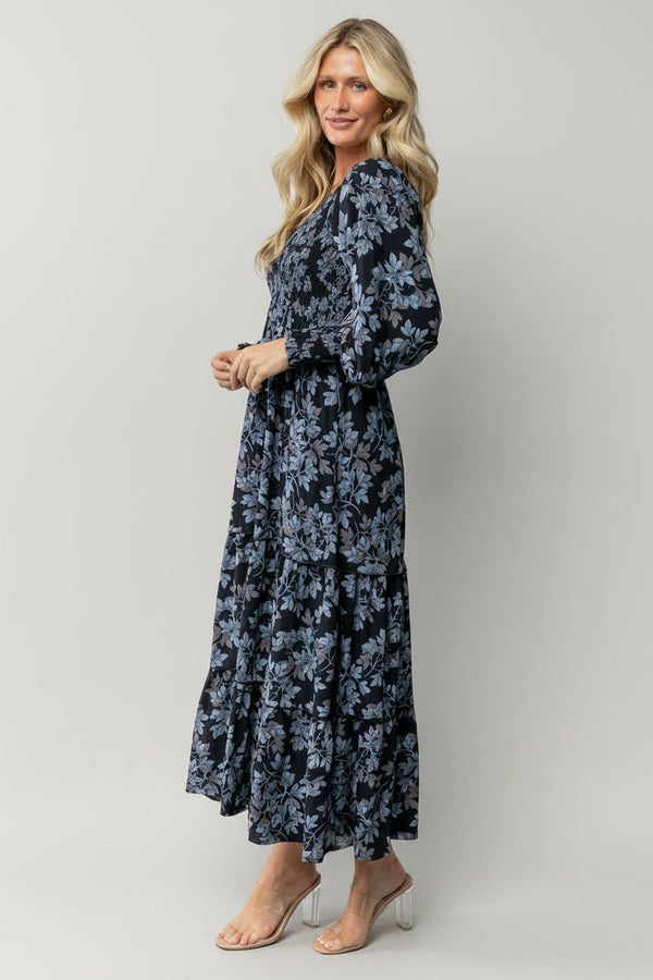 Rayna Smocked Dress | Midnight + Blue Floral