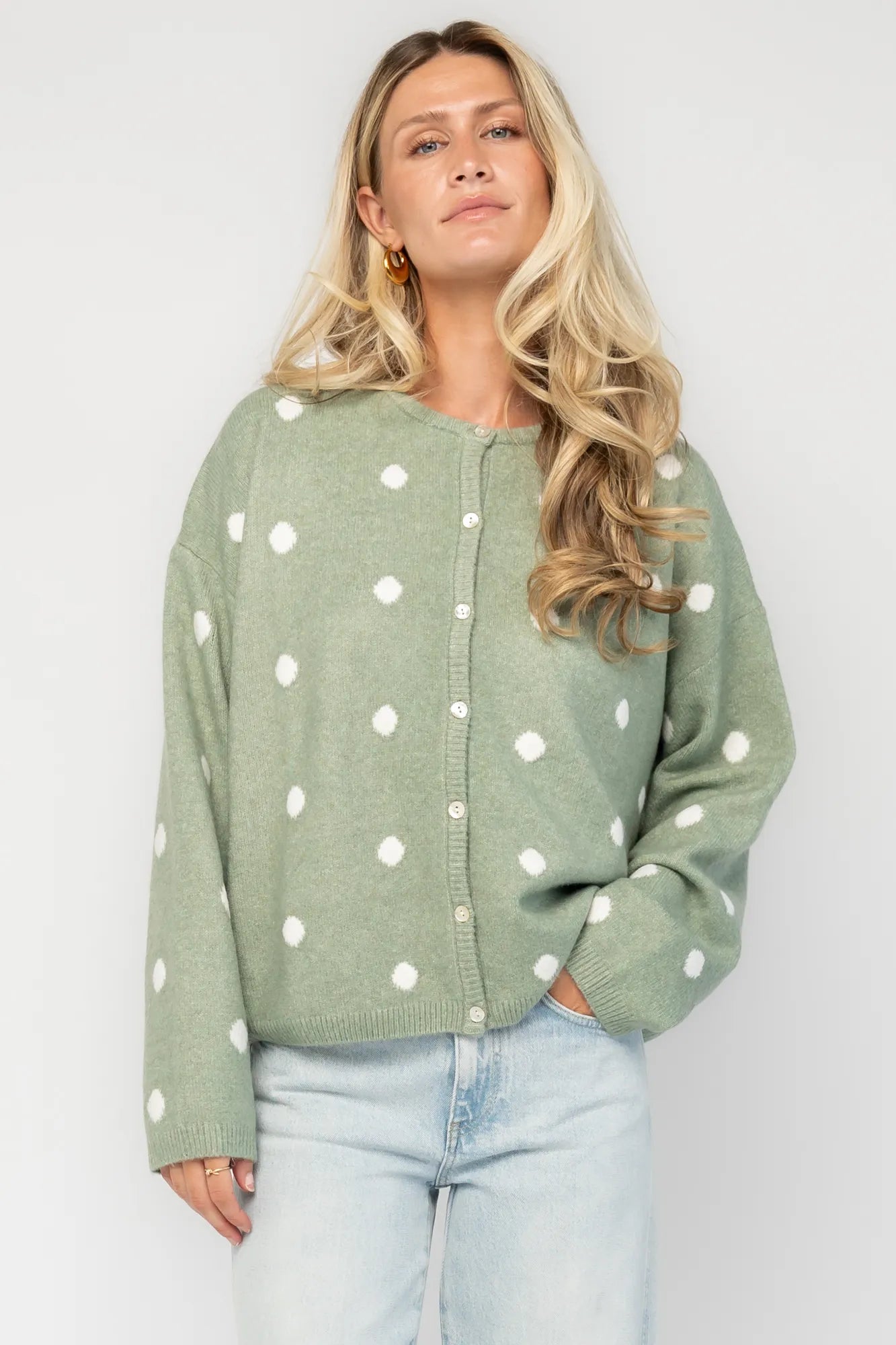 Cinder Cardigan | Sage + White Dot Secondary image