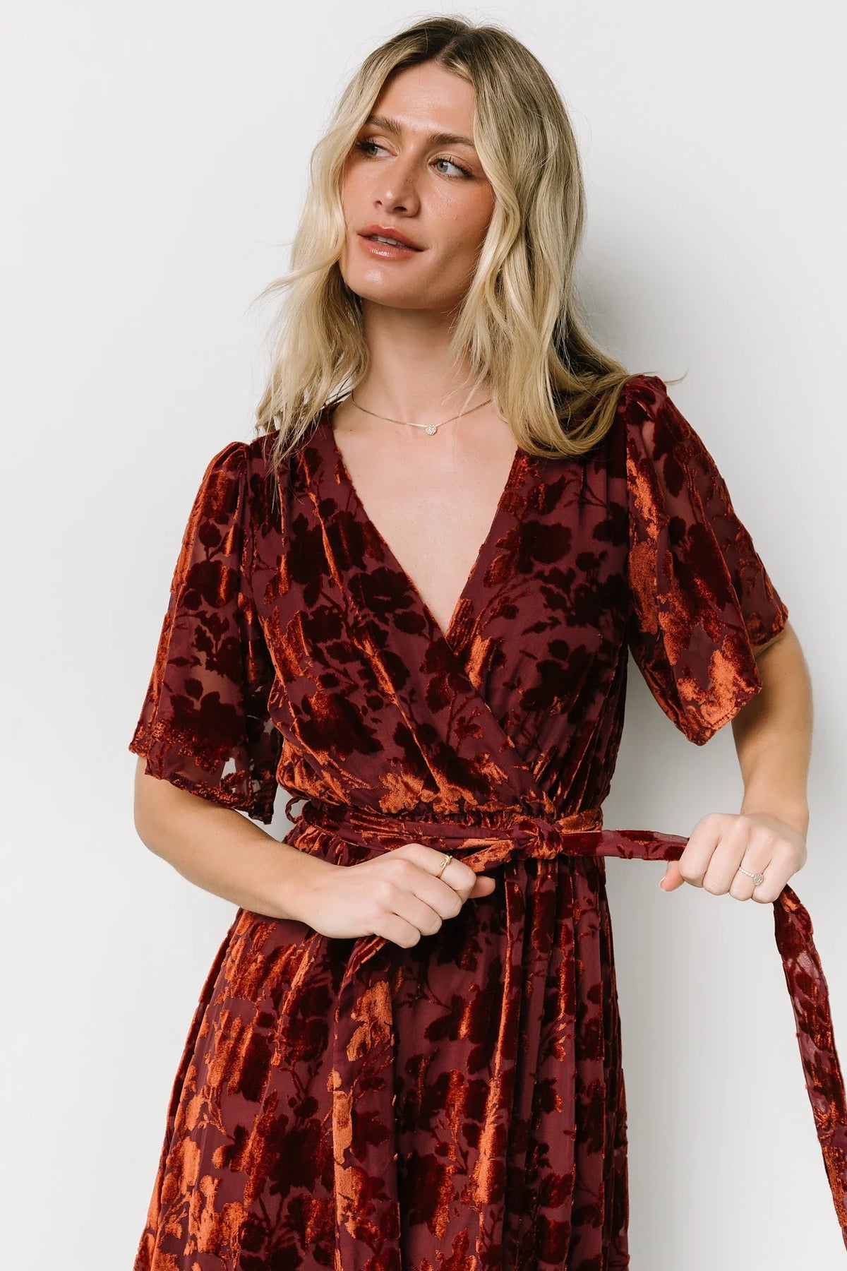 Uma Velvet Maxi Dress | Copper Floral