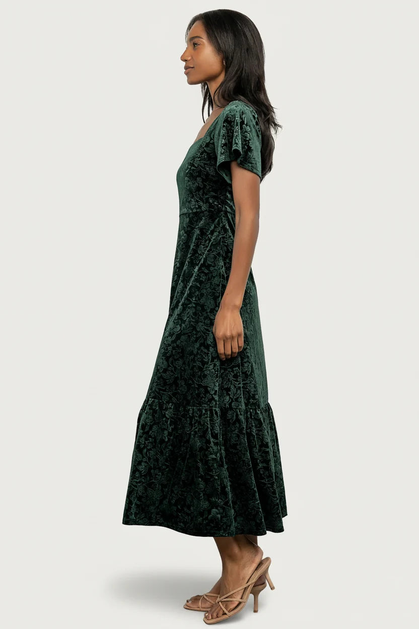 Eirene Velvet Dress | Emerald