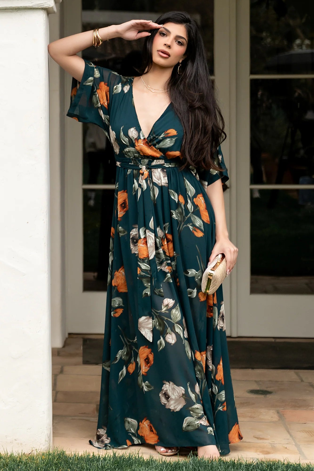 Kia Kimono Maxi Dress | Deep Topaz Floral Secondary image