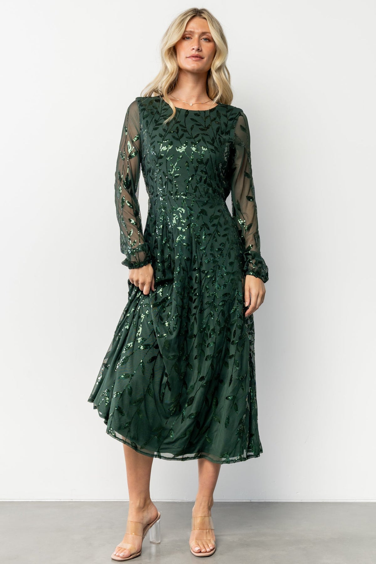 Kalla Sequin Midi Dress | Emerald Main image