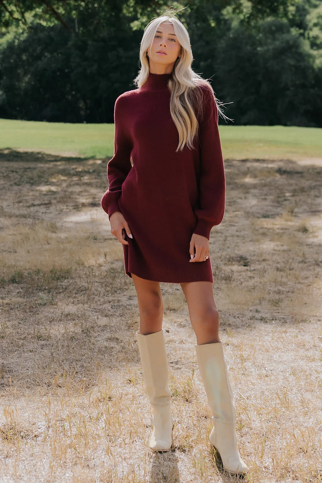 Harlow Sweater Dress | Burgundy