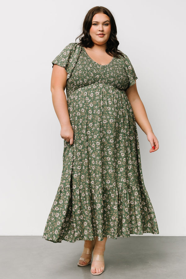 Joanie Smocked Dress | Green Floral