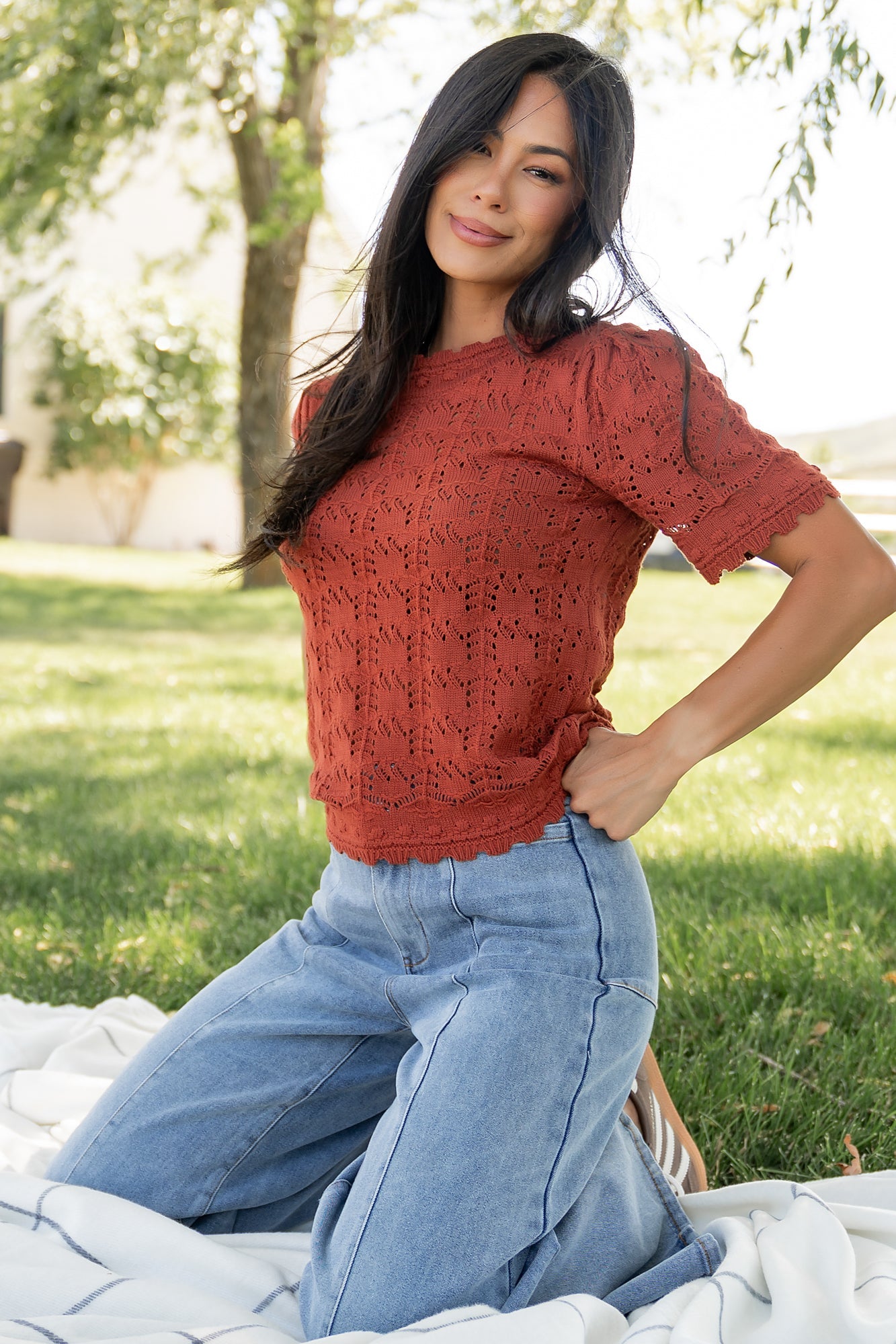 Serenity Knit Sweater Top | Rust Secondary image