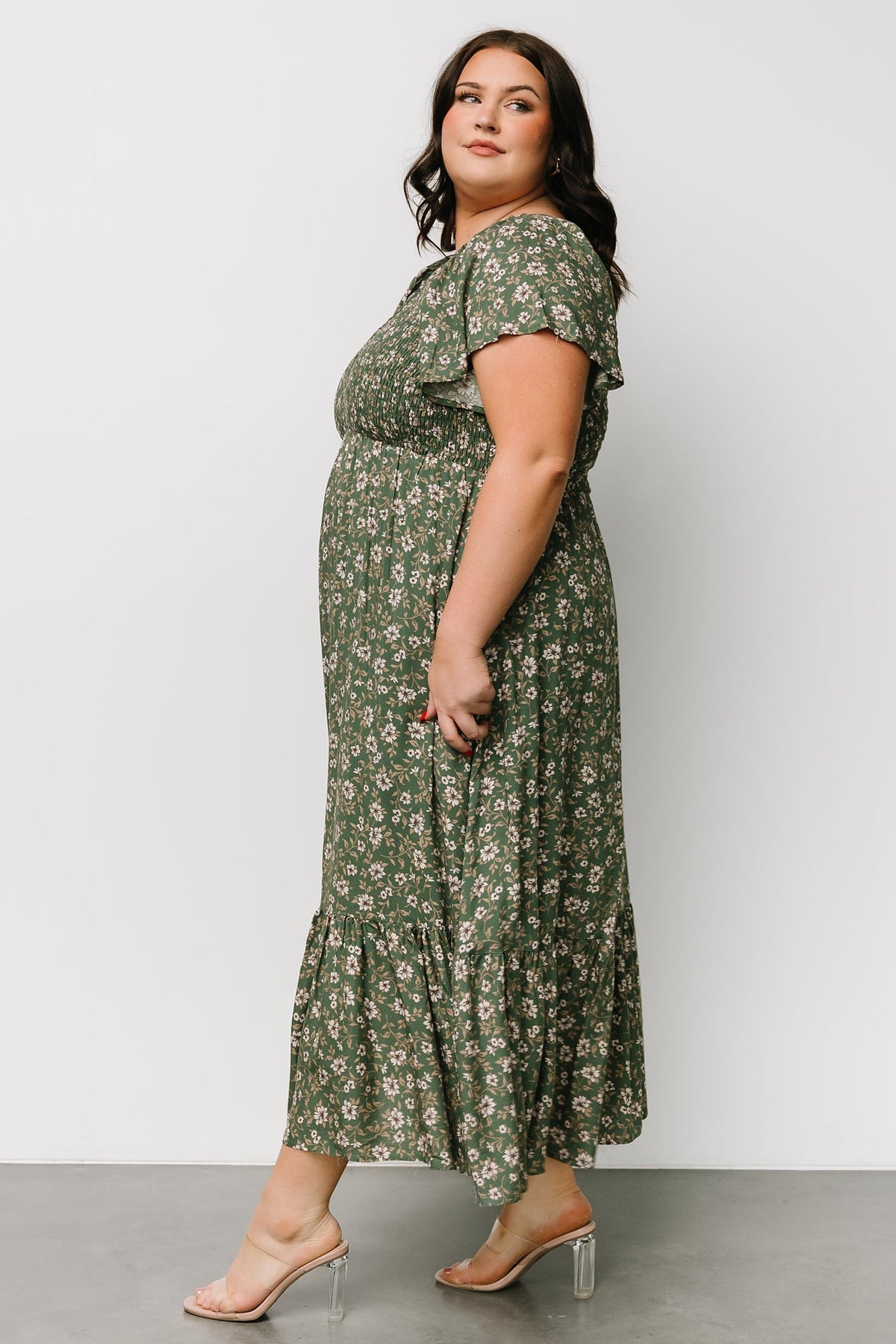 Joanie Smocked Dress | Green Floral