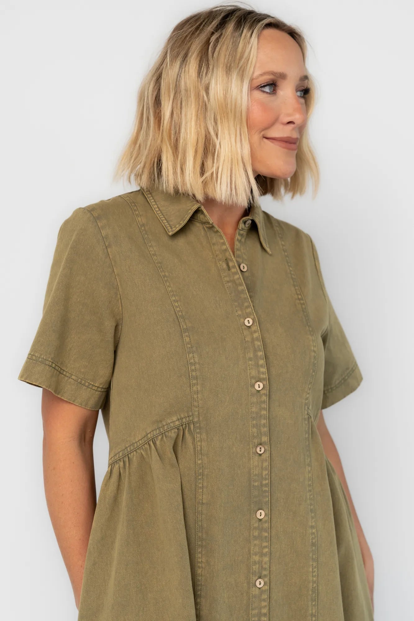Lenore Button Up Dress | Olive Secondary image