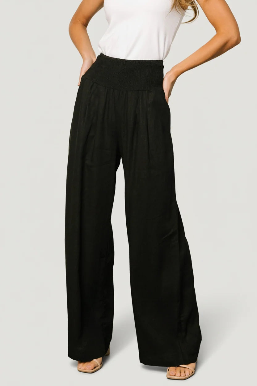 Parvati Smocked Waist Pants | Black Main image