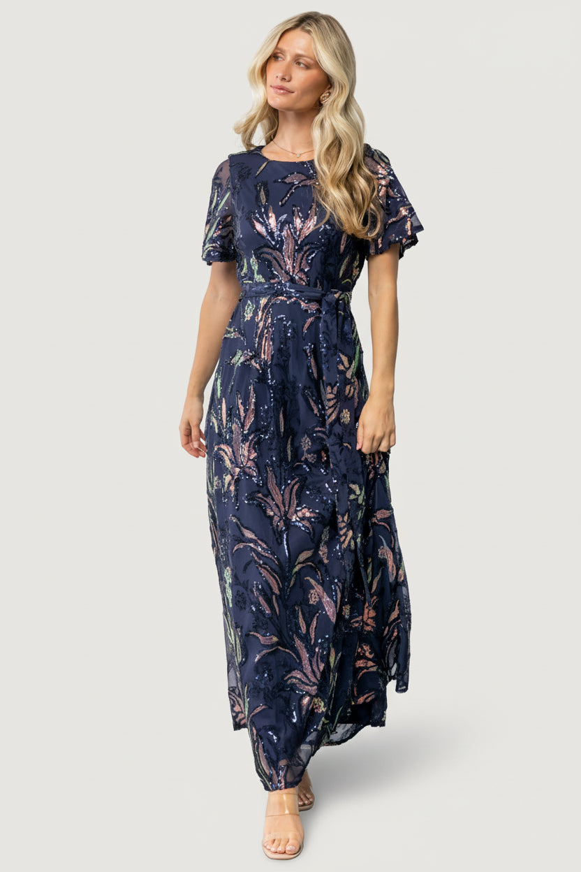 Muse Sequin Maxi Dress | Dark Blue Multi Main image