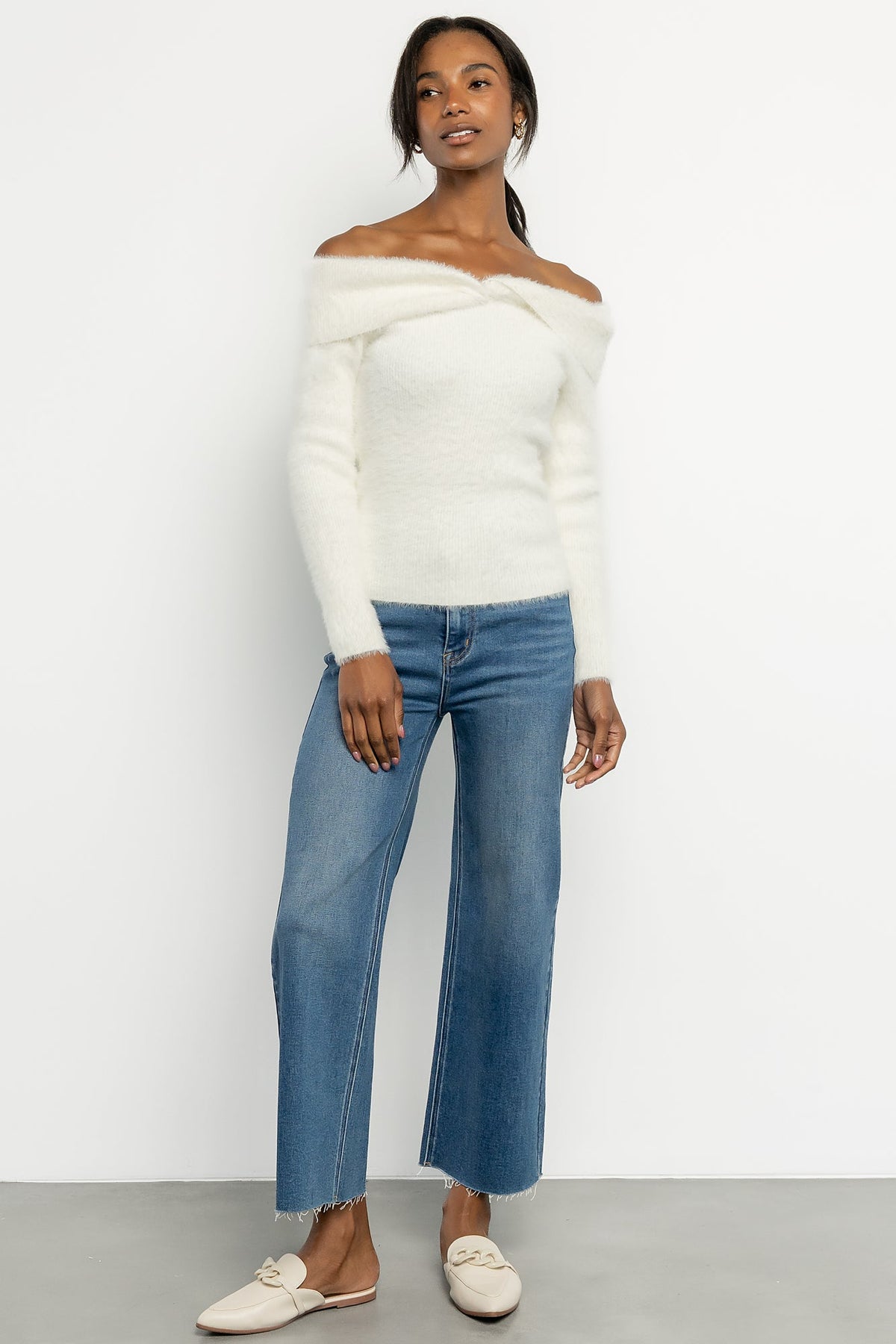Perla Off Shoulder Sweater | Ivory