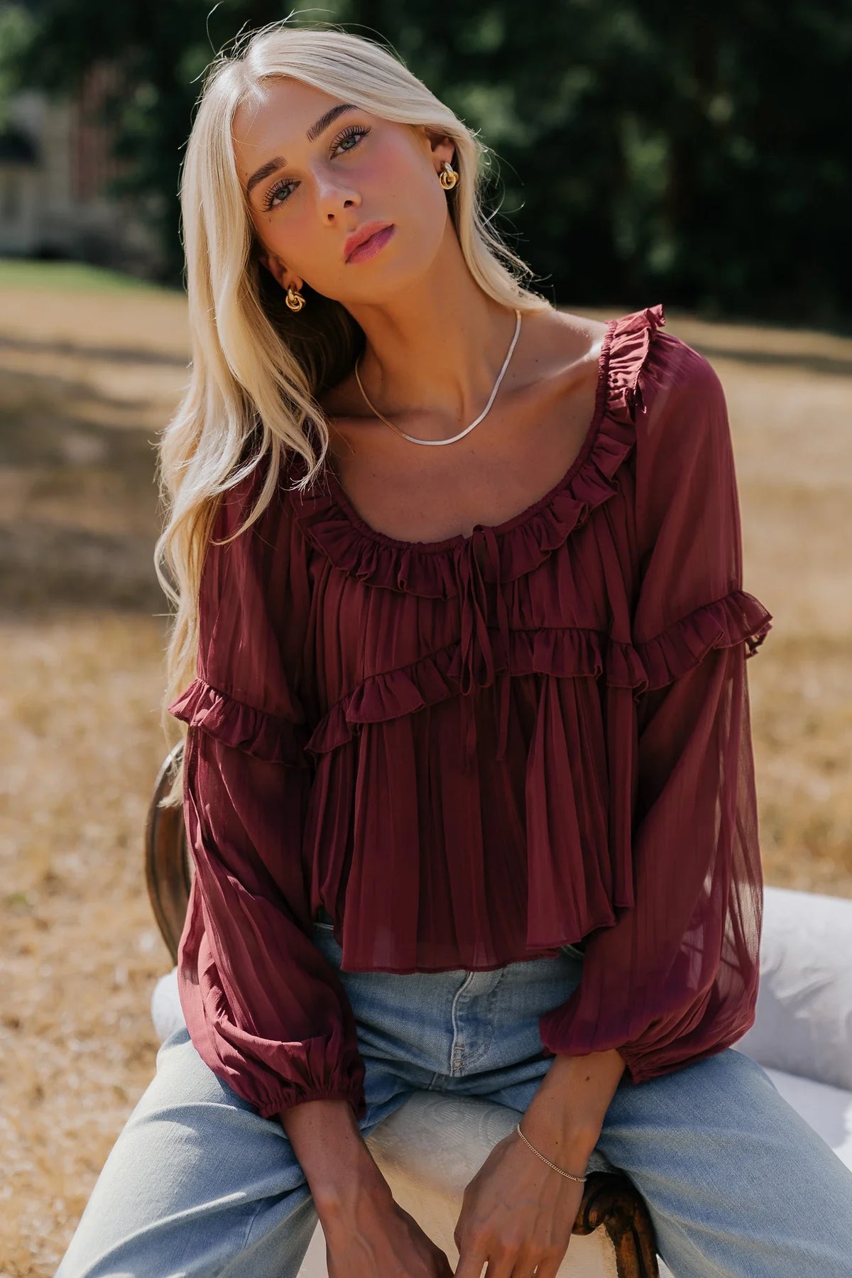 Bellerose Ruffle Top | Burgundy Main image