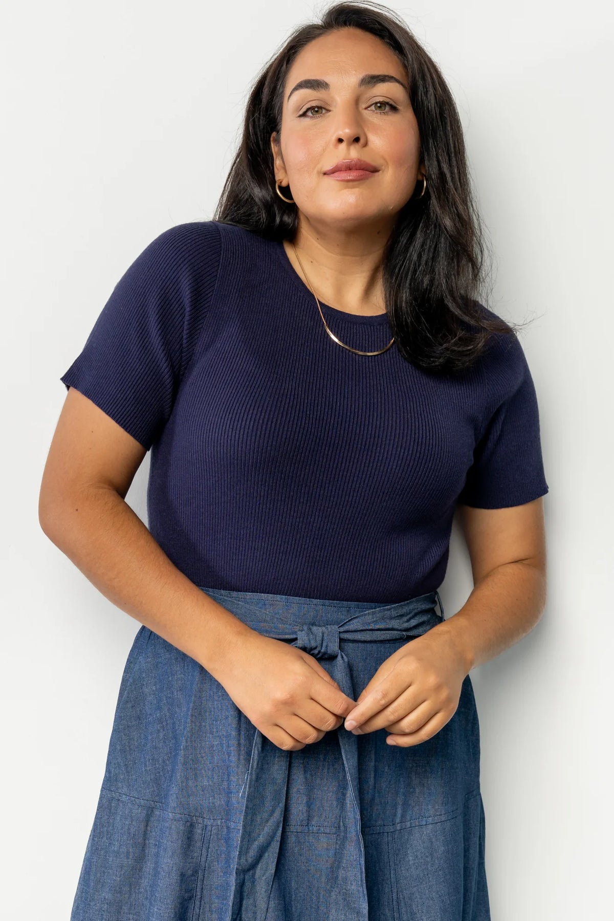 Olina Midi Dress | Chambray + Navy