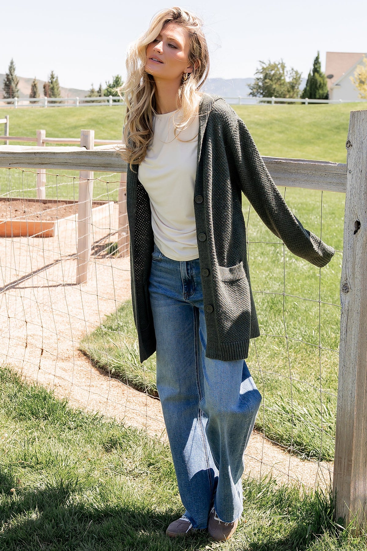 Katrine Hooded Cardigan | Green
