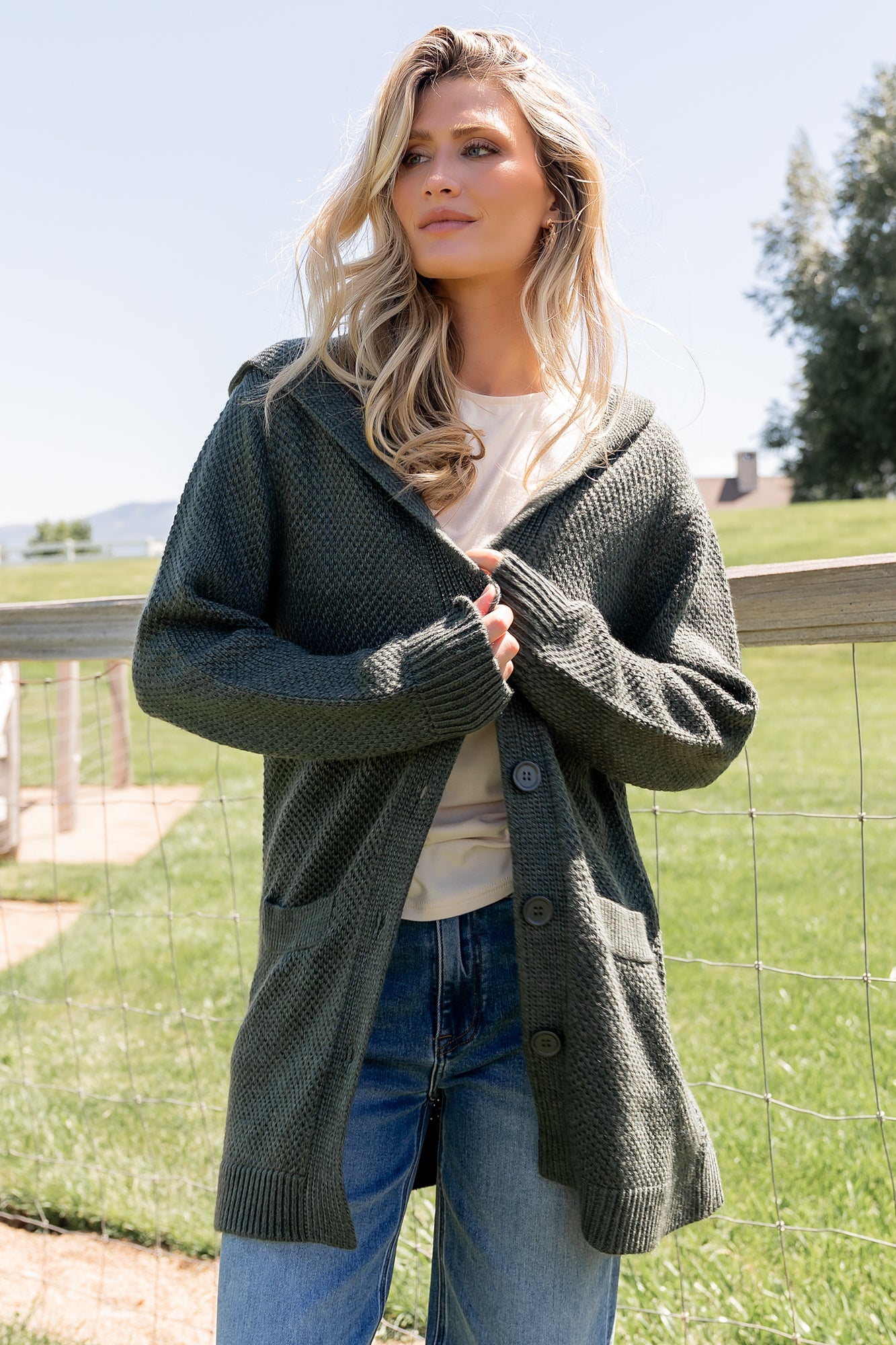 Katrine Hooded Cardigan | Green Secondary image