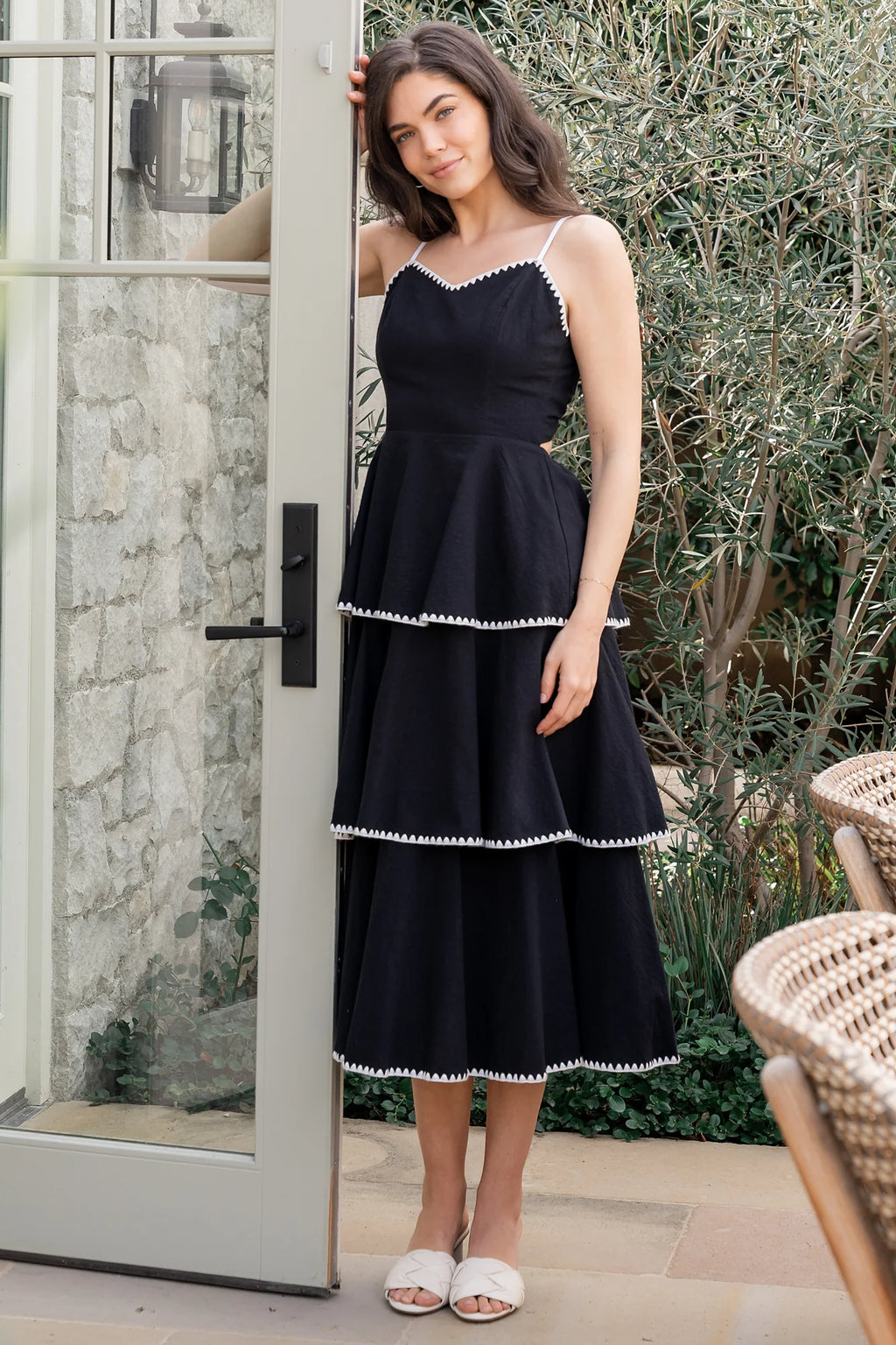 Odette Tiered Dress | Black + White