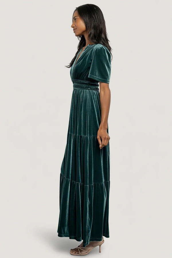 Artemis Velvet Maxi Dress | Deep Lagoon