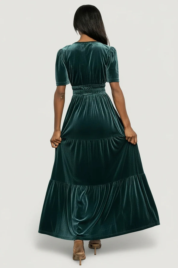 Artemis Velvet Maxi Dress | Deep Lagoon